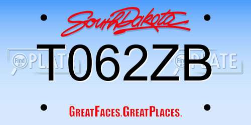 T062ZB South Dakota License Plate