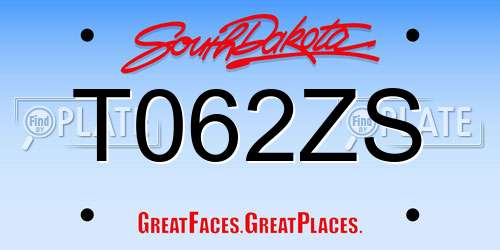 T062ZS South Dakota License Plate