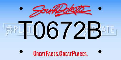 T0672B South Dakota License Plate