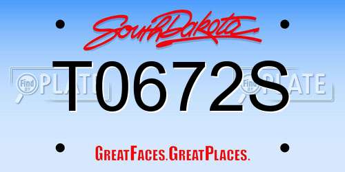 T0672S South Dakota License Plate