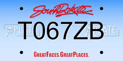 T067ZB South Dakota License Plate