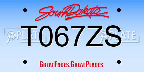 T067ZS South Dakota License Plate