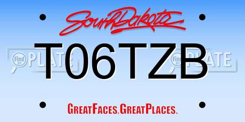 T06TZB South Dakota License Plate
