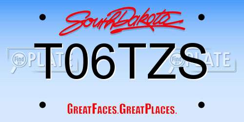 T06TZS South Dakota License Plate