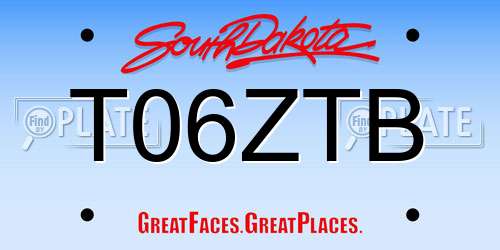 T06ZTB South Dakota License Plate