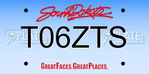 T06ZTS South Dakota License Plate