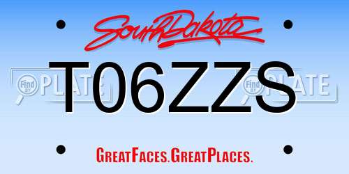 T06ZZS South Dakota License Plate