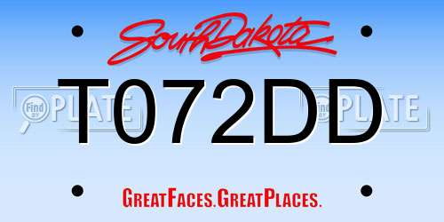 T072DD South Dakota License Plate