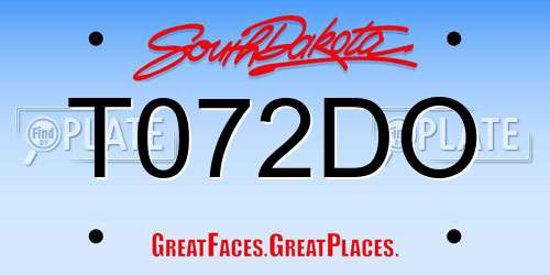 T072DO South Dakota License Plate