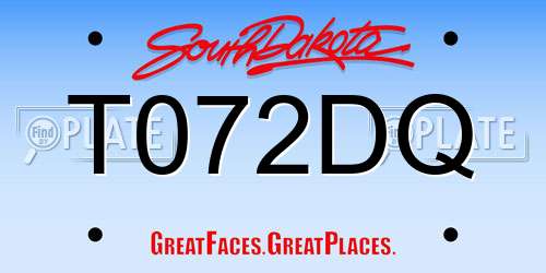 T072DQ South Dakota License Plate