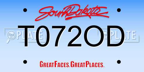T072OD South Dakota License Plate