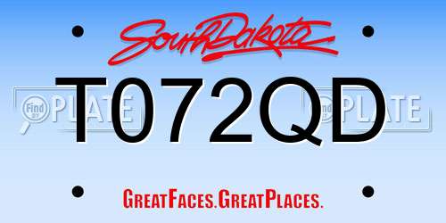T072QD South Dakota License Plate