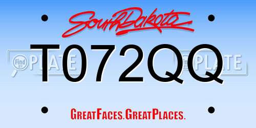 T072QQ South Dakota License Plate