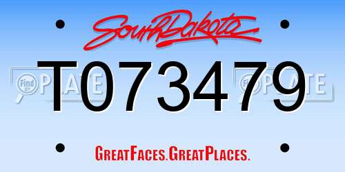 T073479 South Dakota License Plate