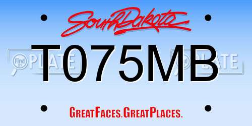 T075MB South Dakota License Plate