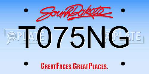 T075NG South Dakota License Plate