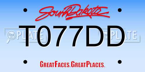 T077DD South Dakota License Plate