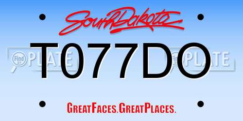 T077DO South Dakota License Plate