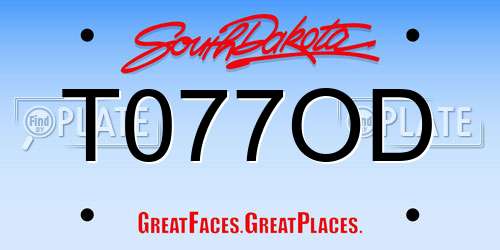T077OD South Dakota License Plate