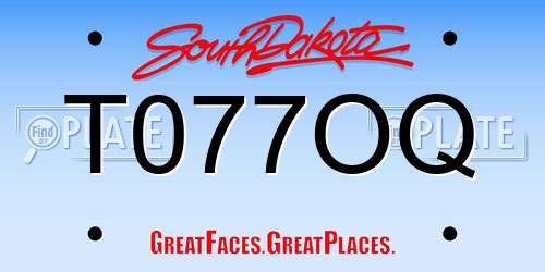 T077OQ South Dakota License Plate