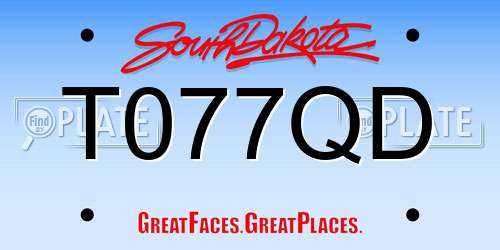 T077QD South Dakota License Plate