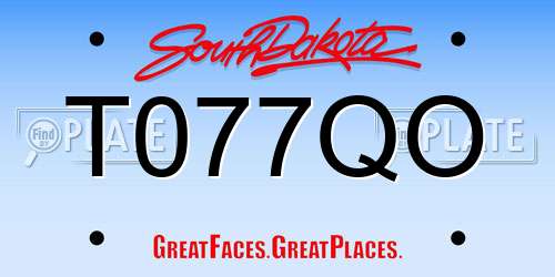 T077QO South Dakota License Plate