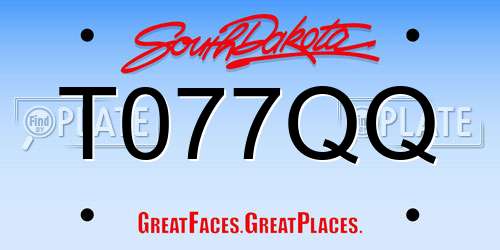 T077QQ South Dakota License Plate