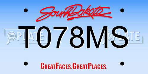 T078MS South Dakota License Plate