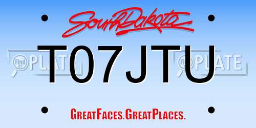 T07JTU South Dakota License Plate