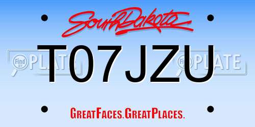 T07JZU South Dakota License Plate