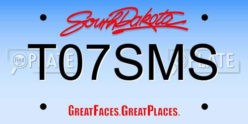 T07SMS South Dakota License Plate