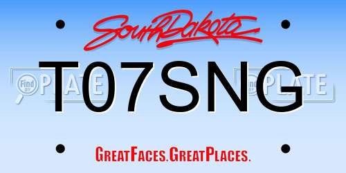 T07SNG South Dakota License Plate