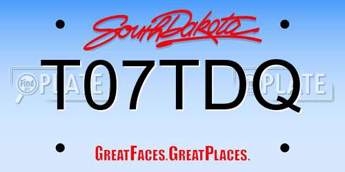 T07TDQ South Dakota License Plate