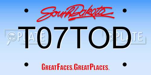 T07TOD South Dakota License Plate