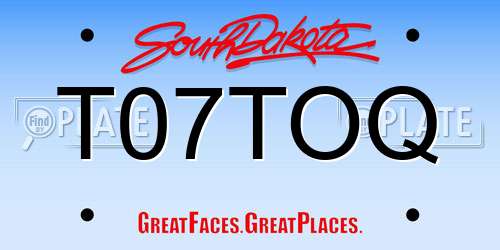 T07TOQ South Dakota License Plate