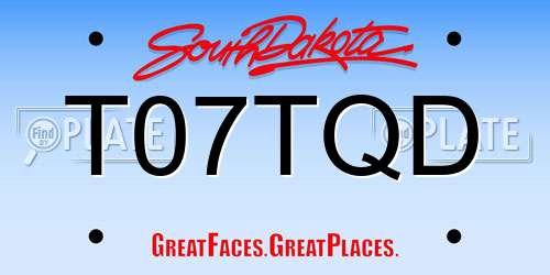 T07TQD South Dakota License Plate