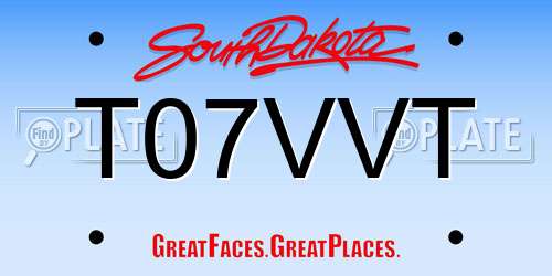 T07VVT South Dakota License Plate