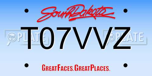 T07VVZ South Dakota License Plate