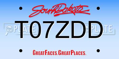 T07ZDD South Dakota License Plate