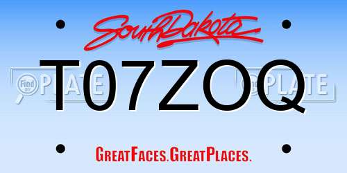 T07ZOQ South Dakota License Plate