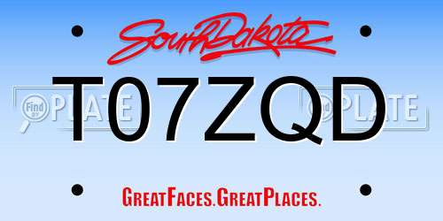 T07ZQD South Dakota License Plate