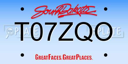 T07ZQO South Dakota License Plate