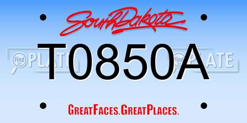 T0850A South Dakota License Plate