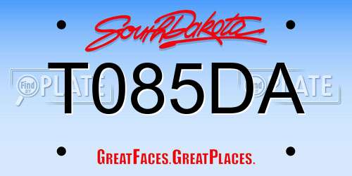 T085DA South Dakota License Plate