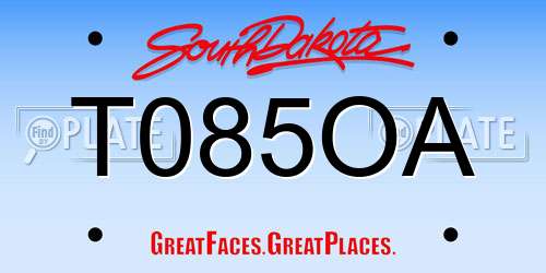 T085OA South Dakota License Plate