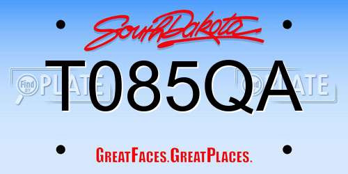 T085QA South Dakota License Plate
