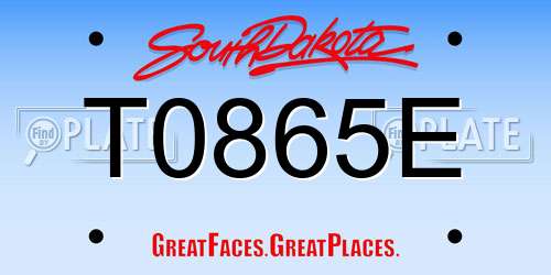 T0865E South Dakota License Plate