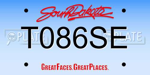 T086SE South Dakota License Plate