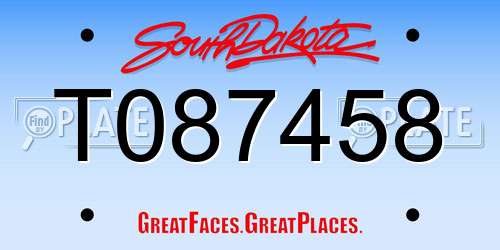 T087458 South Dakota License Plate