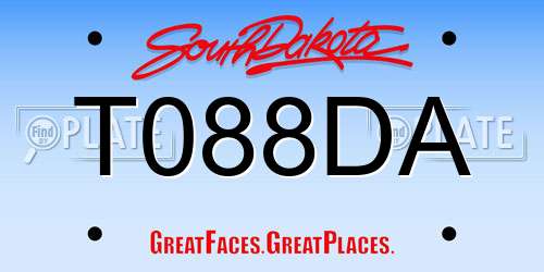 T088DA South Dakota License Plate